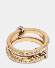 STACKED RHINESTONE RING GOLD MULTI