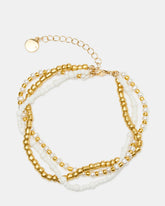 MIXED BEAD ANKLET SET PEARL