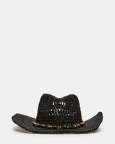 LEI BEADED TRIM WESTERN HAT BLACK