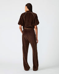 VELOUR TRACK PANT DARK ESPRESSO