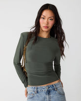 SELINE KNIT TOP DARK OLIVE