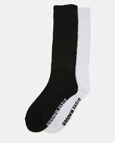 2 PACK RIBBED SLOUCH SOCKS BLACK/WHITE