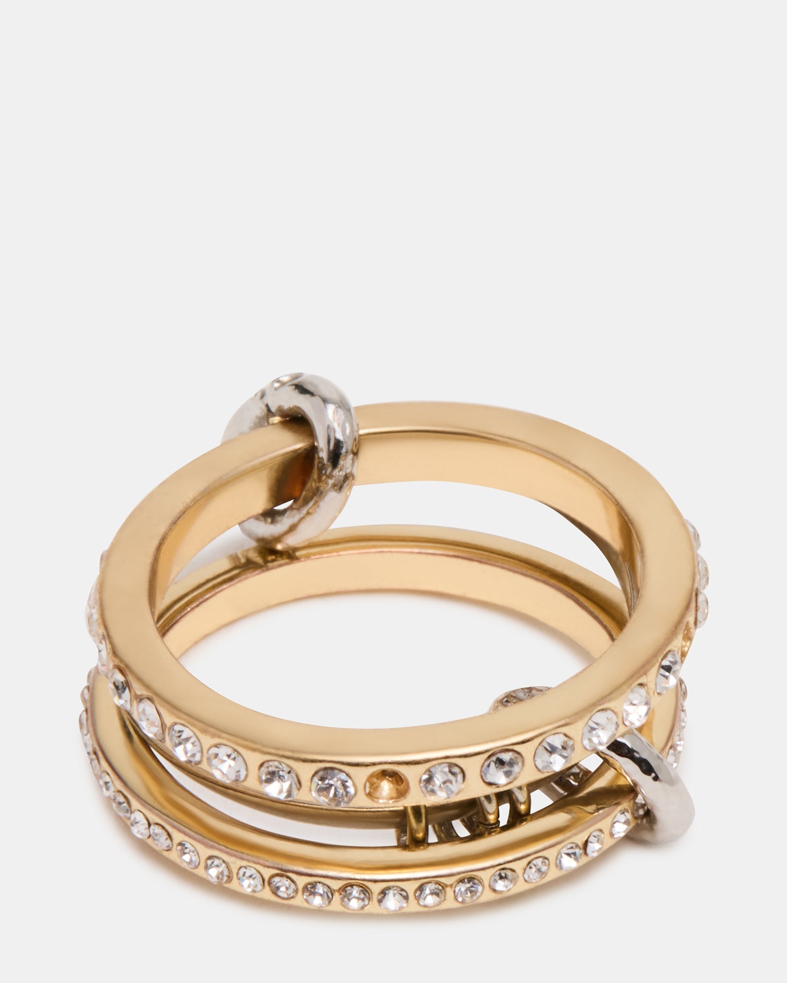 STACKED RHINESTONE RING GOLD MULTI