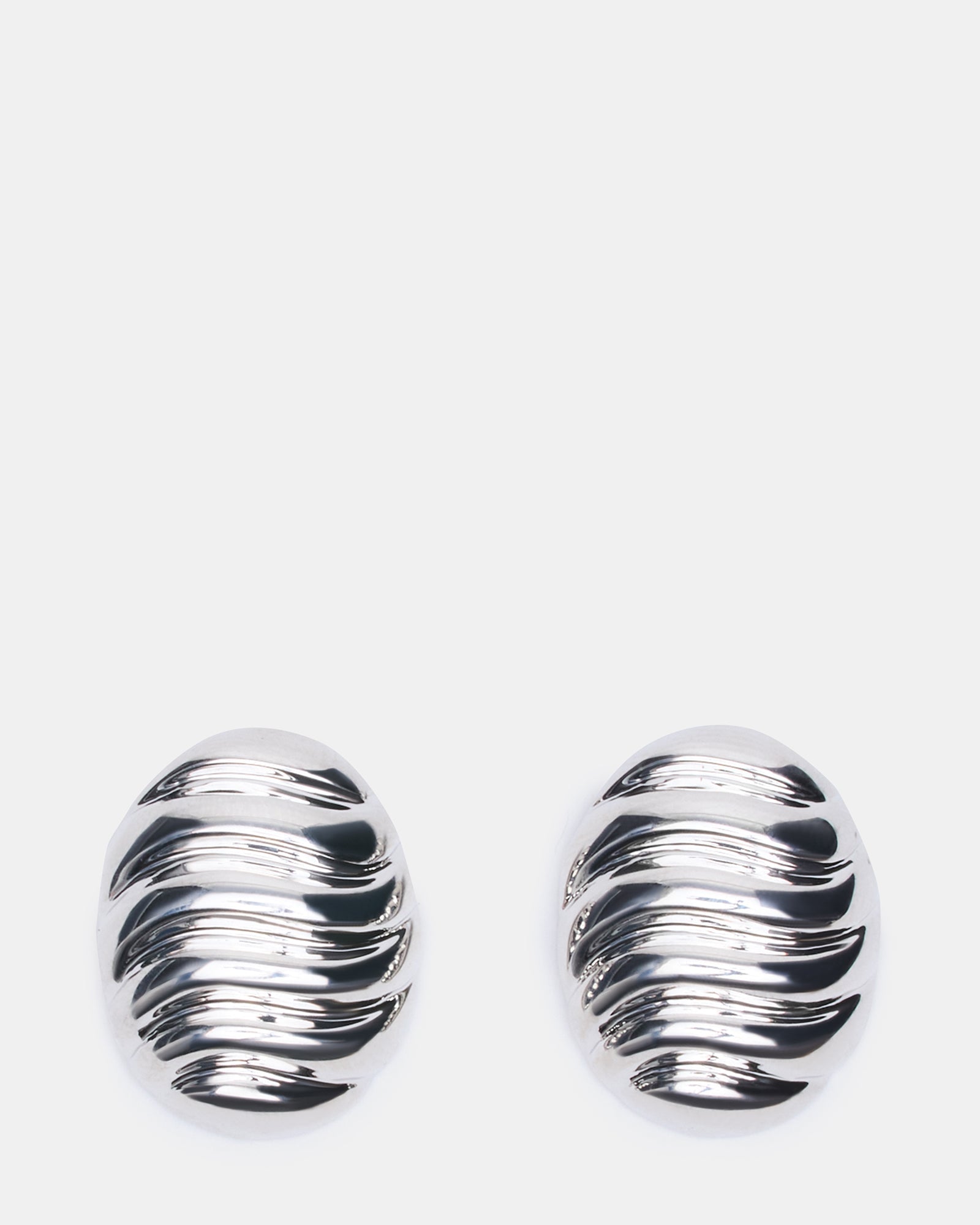 GROOVED CIRCULAR STUD EARRINGS SILVER