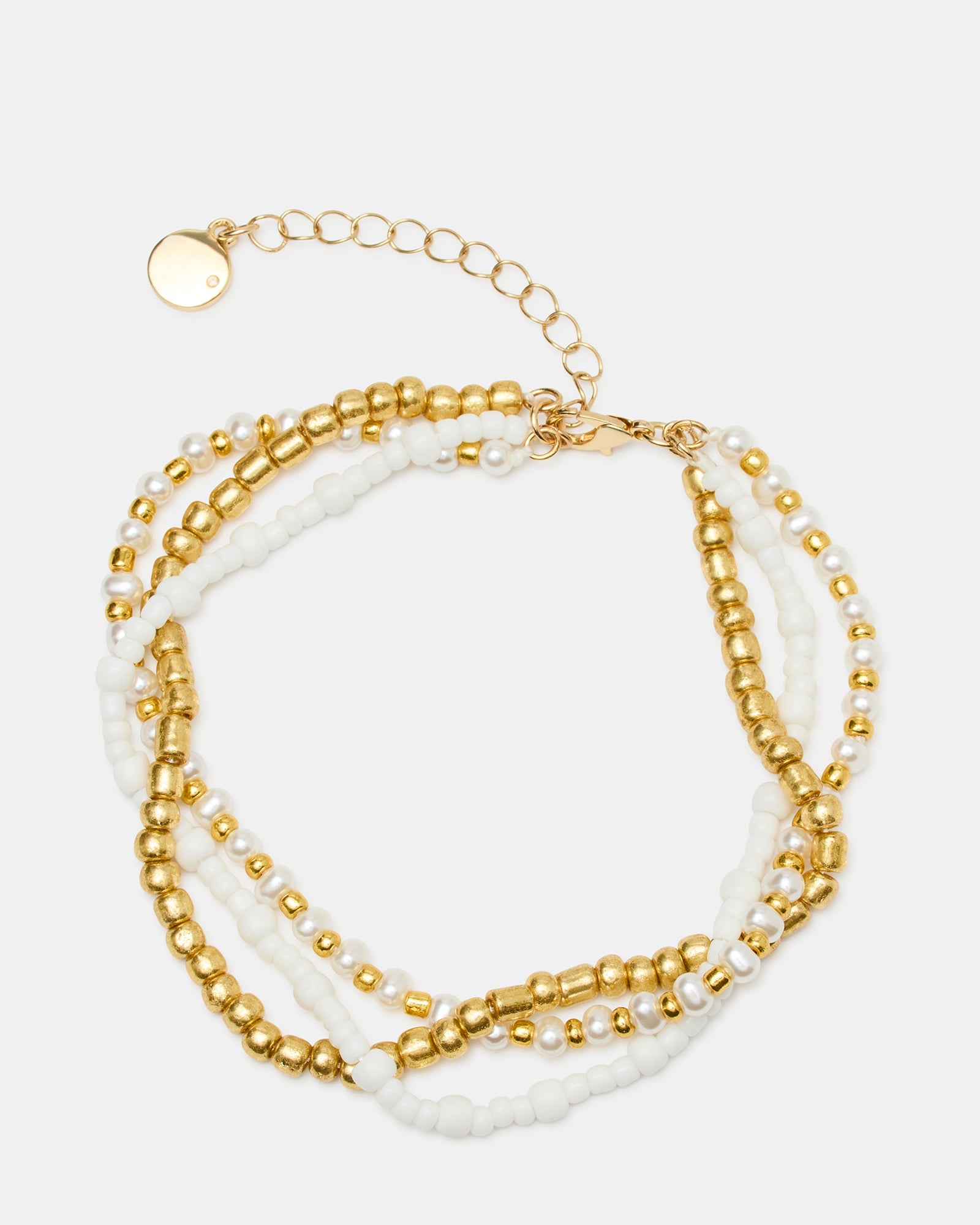 MIXED BEAD ANKLET SET PEARL