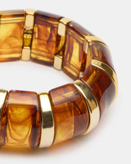 RESIN STRETCH BANGLE BRACELET BROWN
