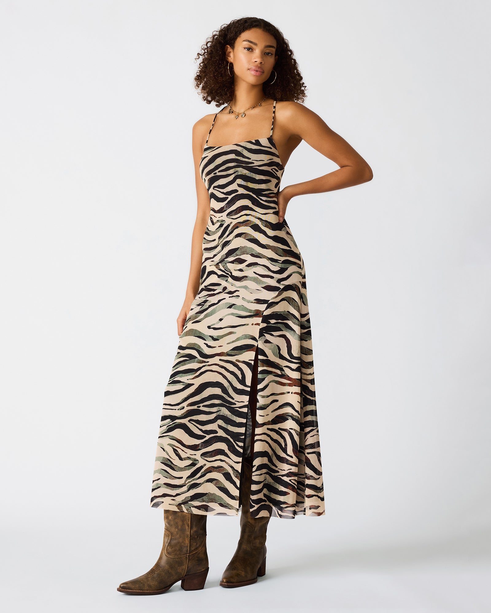 ADELLA DRESS CARAMEL ZEBRA