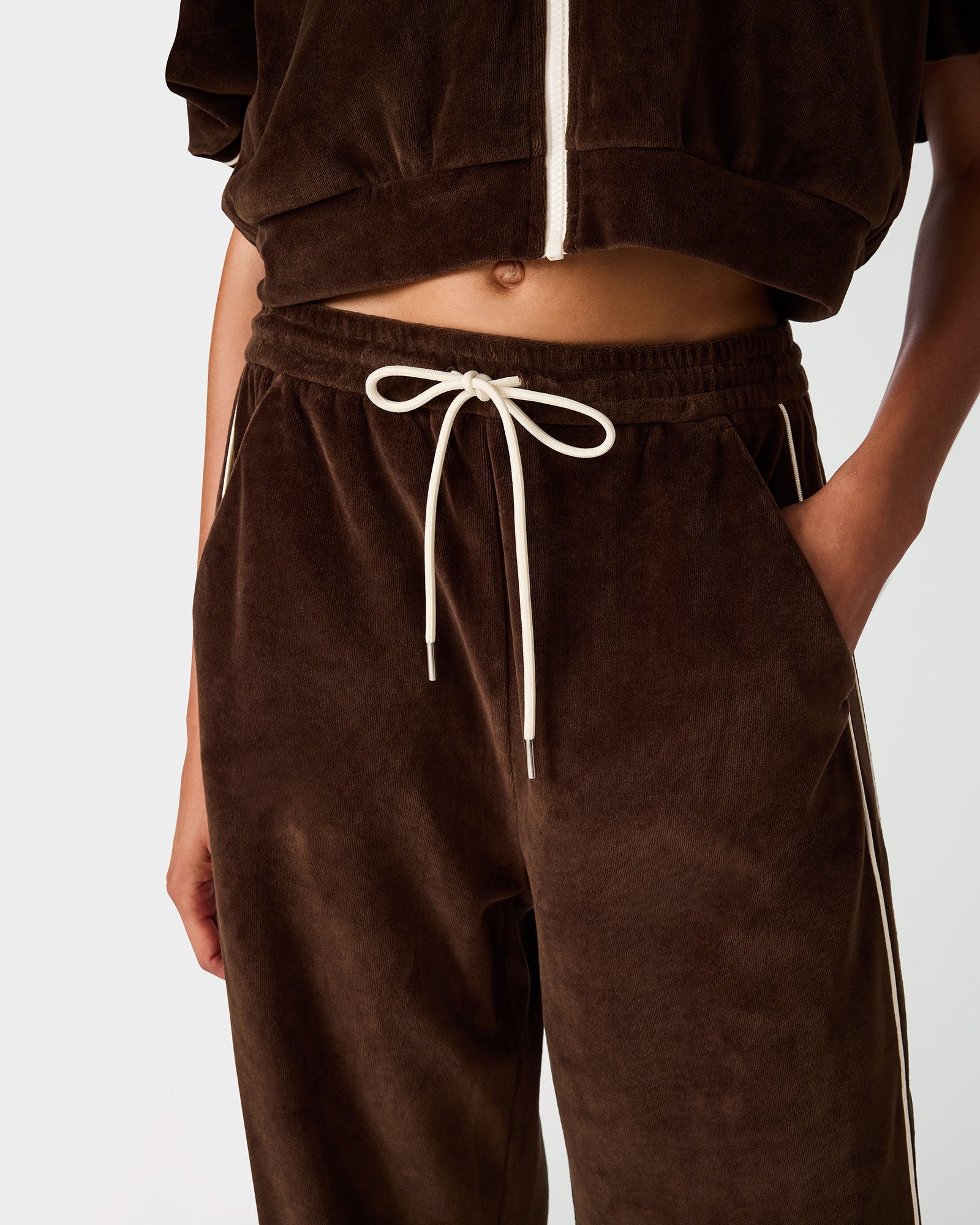 VELOUR TRACK PANT DARK ESPRESSO