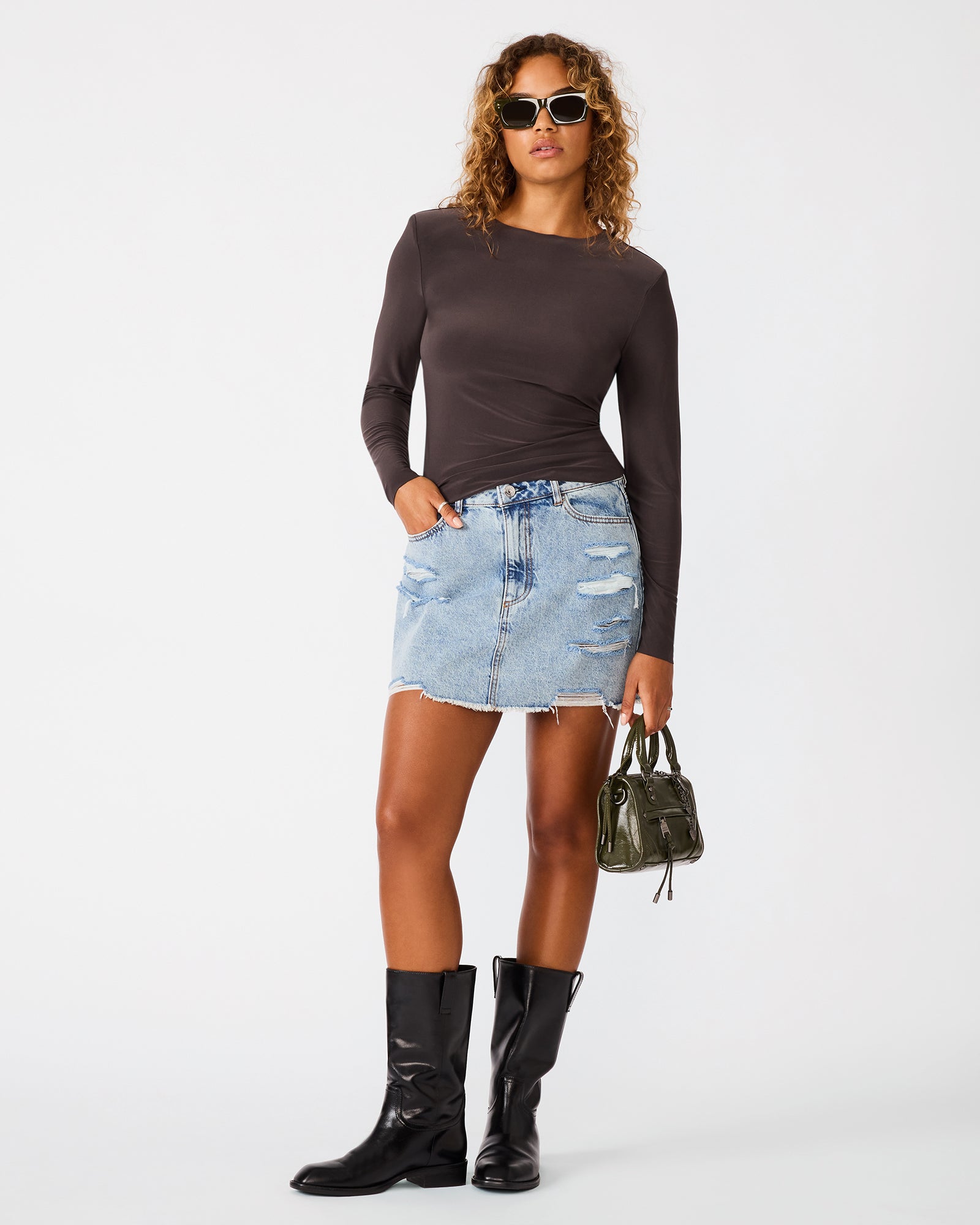 SELINE KNIT TOP DARK ESPRESSO