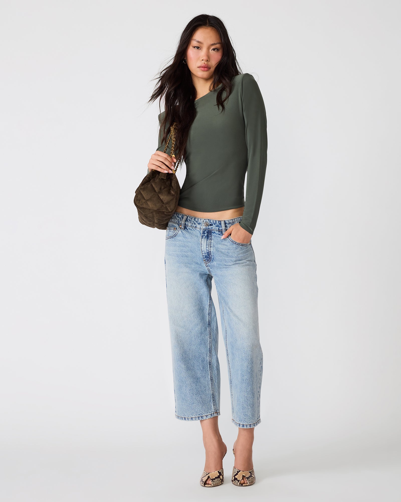 SELINE KNIT TOP DARK OLIVE