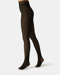 1 PACK FLEECE LINED ILLUSION TIGHTS BLACK