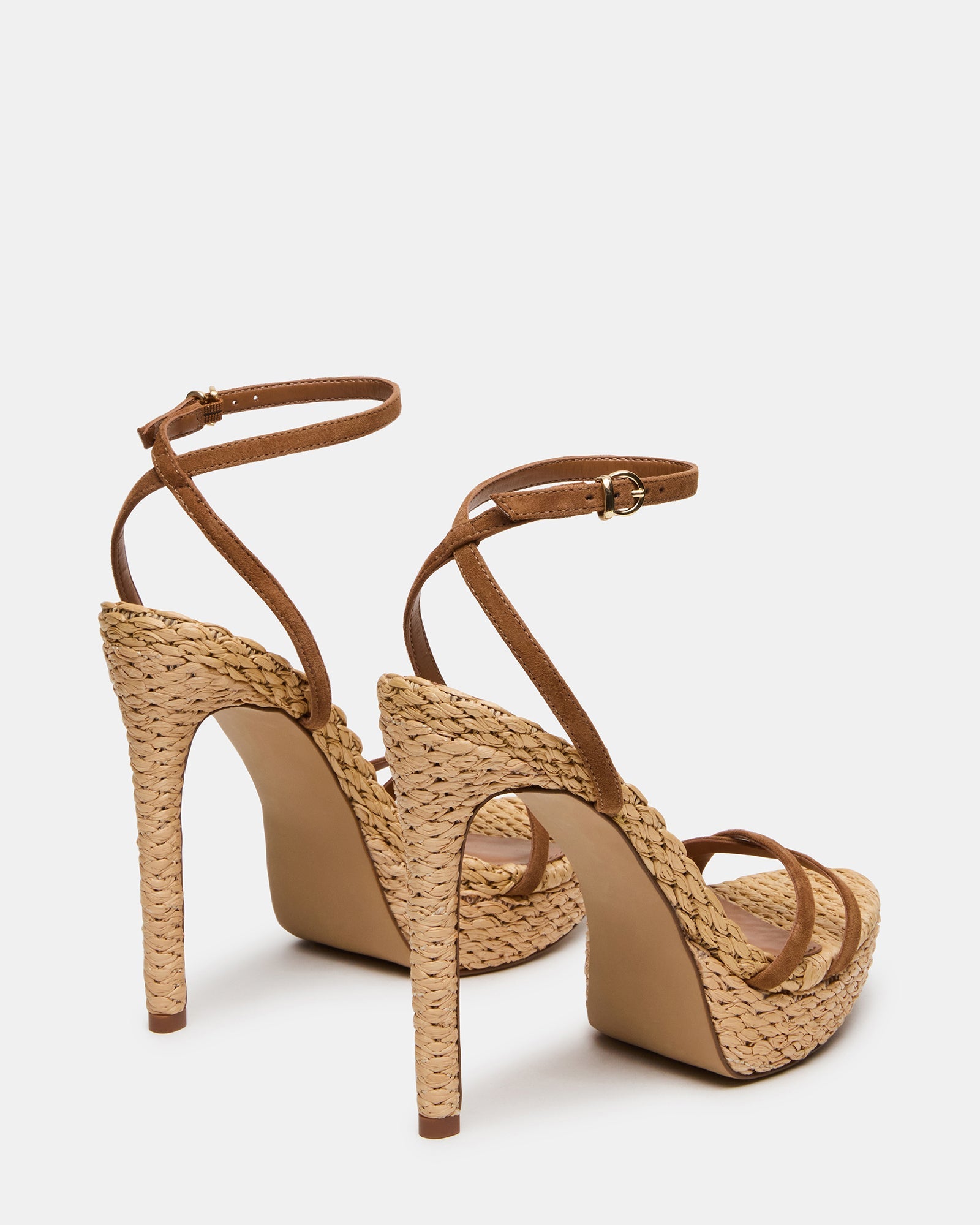 JUNI CHESTNUT SUEDE RAFFIA